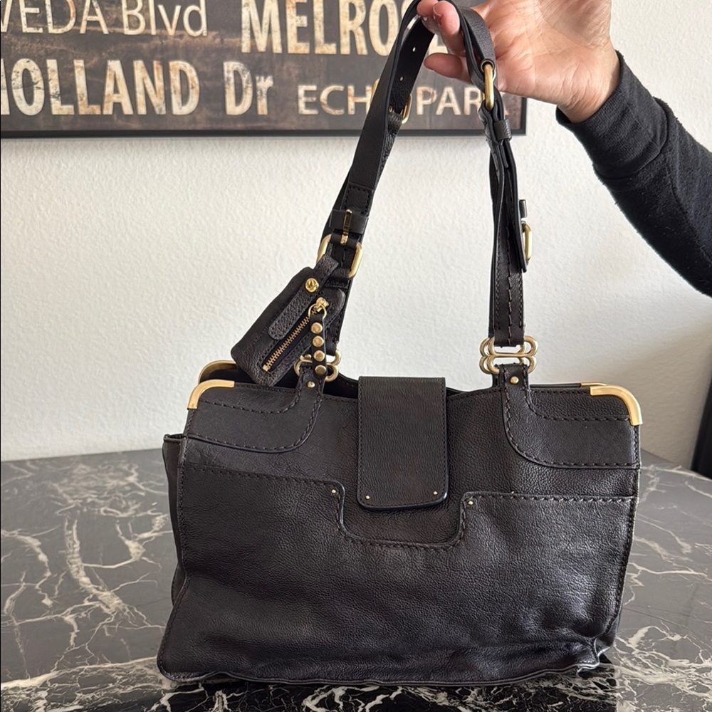 Schuler & Sons Philadelphia Dark Navy Genuine Leather Handbag